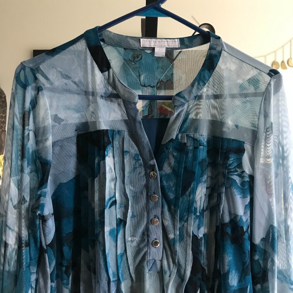 Juniper + Lime Size L Blue Print Stretch Mesh Pin… - image 2